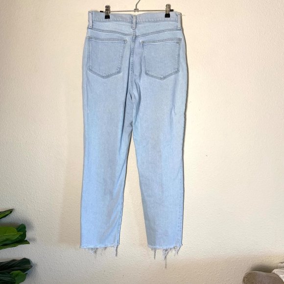 Madewell The Momjean Harman Wash High Rise Raw Hem Light Blue Distressed 28 - Picture 8 of 10